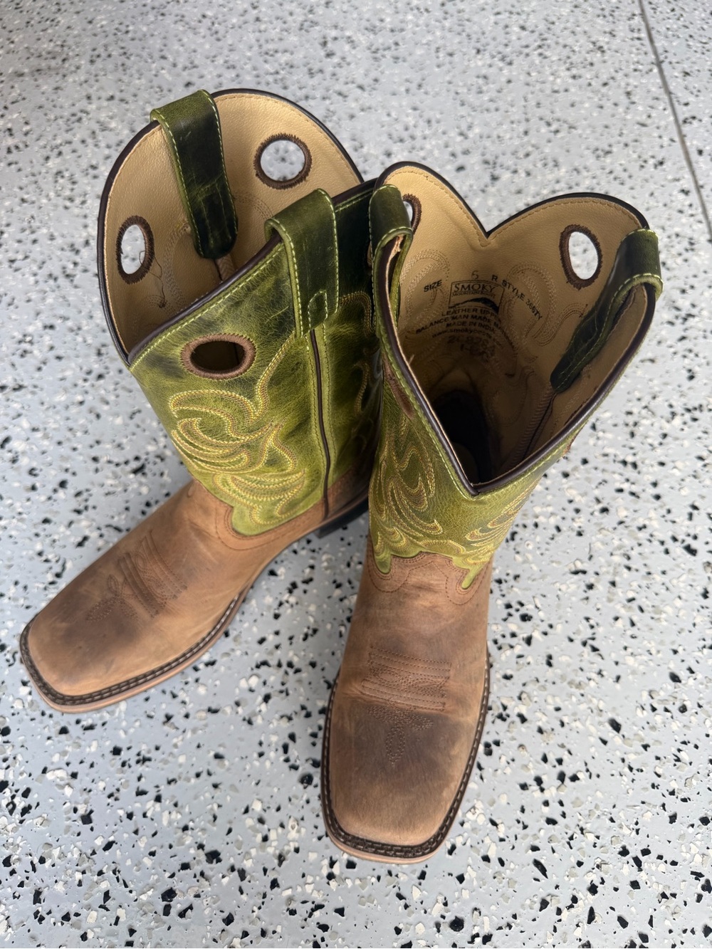 Smoky Mountain Green Leather Western Cowboy Boots Women’s Size 6